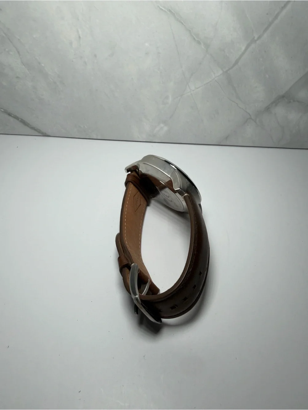 Fossil Q grant hybrid smartwatch (model ftw1118) silvertone case genuine leather